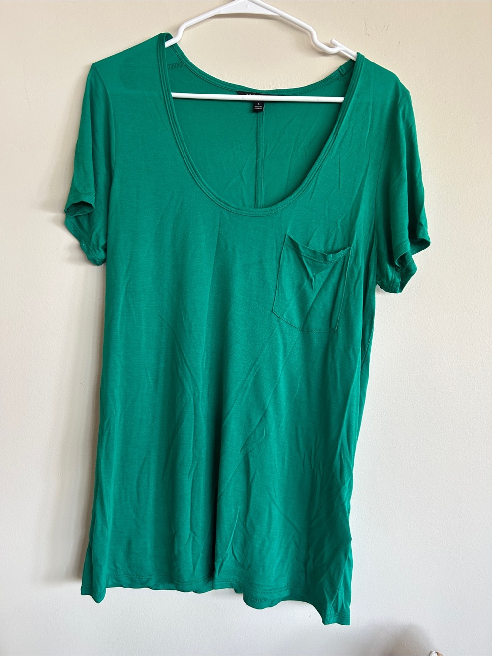 Banana Republic Scoop Neck Pocket Tee - Emerald Green